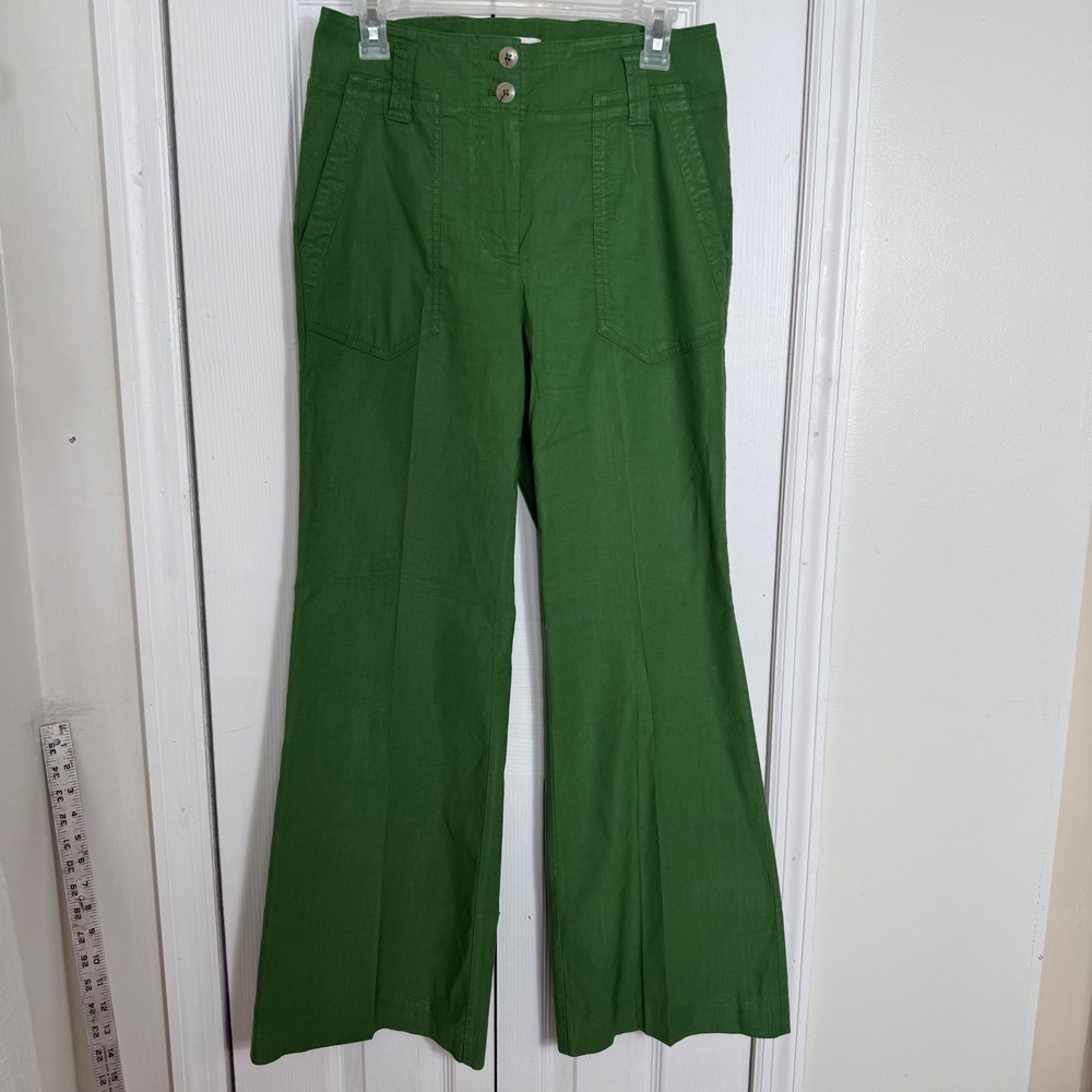 Maeve‎ Anthropologie Wide Leg Linen Pants 4 Green Coastal Cottagecore Trousers